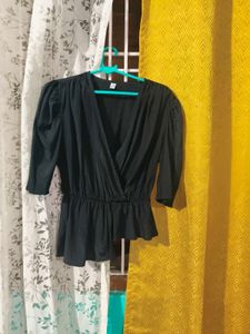 Chic Emerald Green Wrap Top
