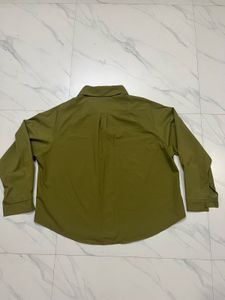 Olive Green Collared Button-Up Shirt