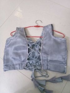Grey Lehenga Choli Set with Mirror Work