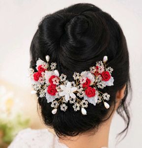 Red Rose Bridal Hair Accessory