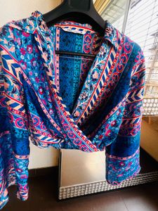Boho Print Wrap Crop Top