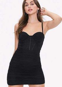 Chic Black Ruched Mini Dress