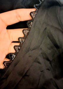 Sleeveless Black V-Neck satin Top