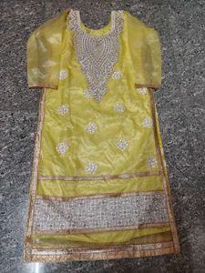 Elegant Yellow Embroidered party wear Kurta Set