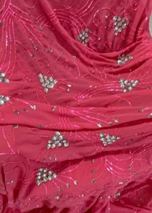 Stunning Pink Embellished Saree