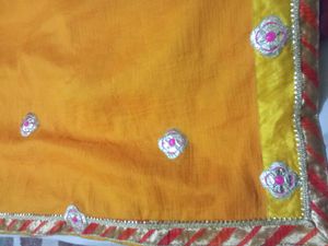 Embroidered Yellow Saree with blouse