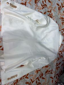 white golden button blazer