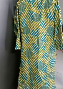 Embroidered Kurta with Blue &amp; Green laheriya wit