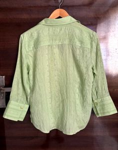 Light Green embroidered Button-Up Shirt