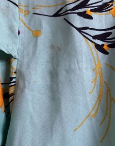 Aqua Floral Print Top
