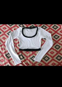 White Long Sleeve Crop Top