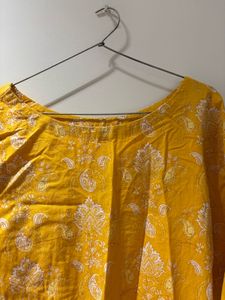 Yellow Printed Kurta