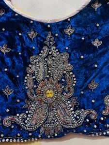 Royal Blue Velvet full handwork Blouse