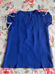 Blue V neck shirt style top