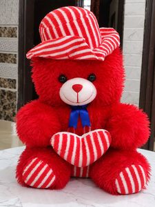 Adorable Red Teddy Bear with Heart