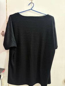 Zudio Black Ribbed V-Neck Top