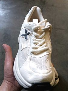 Cream Lace-Up Sneakers