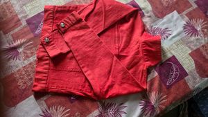Vibrant Red Denim Jacket