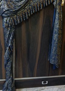 Saree Shimmer Blue &amp; Golden Sequence, Flayers Desi