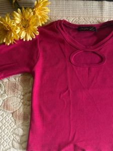 Ribbed Cutout Long Sleeve Top