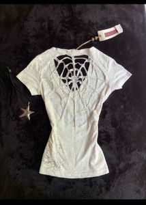 Stylish White Cut-Out V-Neck Top