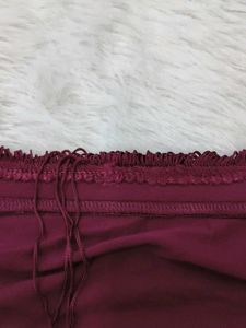 Maroon Off-Shoulder Fringe Top