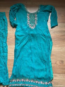 Teal Kurta Set with Embroidery