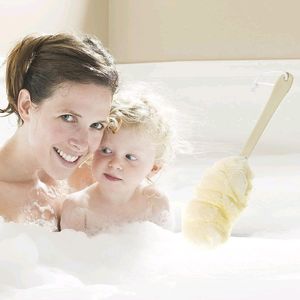 LOOFAH BACK SCRUBBER FOR SHOWER, LONG HANDLE BATH