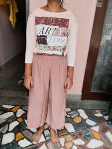 Dusky Pink High-Waist Culottes Pants (Size 30-32)