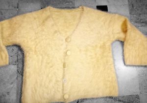 Butter yellow fur cardigan