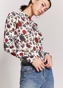 Forever 21 Floral Long Sleeve Bodysuit