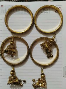Traditional Gold Tone Bangles with Tassel