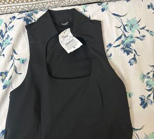 Sleek Black Halter Neck Mini Dress