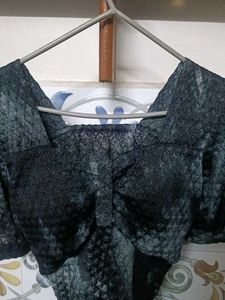 Stylish Black Patterned padded Blouse/ crop top