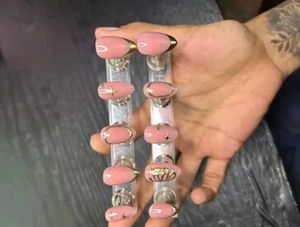 Press-On Nails - Pink & Gold Design✨💋