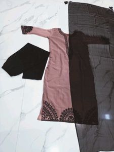 Elegant Mauve Embroidered Kurta Piece 3pc xxl