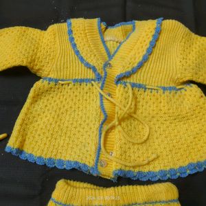 Yellow Beautiful Woolen Girls Dress