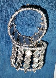 2- piece set Mirror Work Cuff Bracelet
