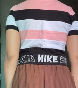 Nike Striped Crop T-Shirt