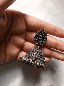 Oxidized Jhumka Earrings