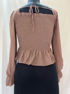 Smocked  Top with Square Neck