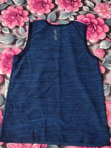 Men's Blue Sleeveless Pocket T-Shirt