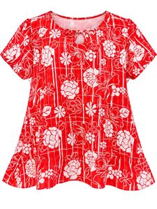 Chic Red Floral Print Top Size 40 to 42 inches