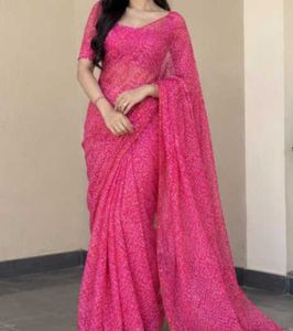 Stunning Pink Bandhani Ethnic Gown