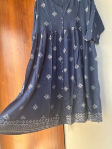 Elegant Blue Printed One Piece dress