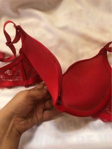 Stunning Red Lace Trim Bra
