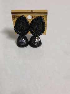 Black Metal Jhumka And Pendent