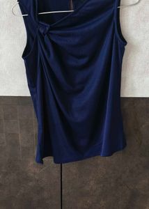 Navy Blue Knotted Sleeveless Top