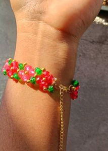 Handmade Crystal Beaded Flower Bracelet