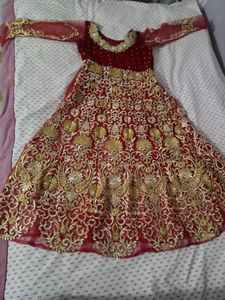 Red &amp; Gold Embroidered Gown